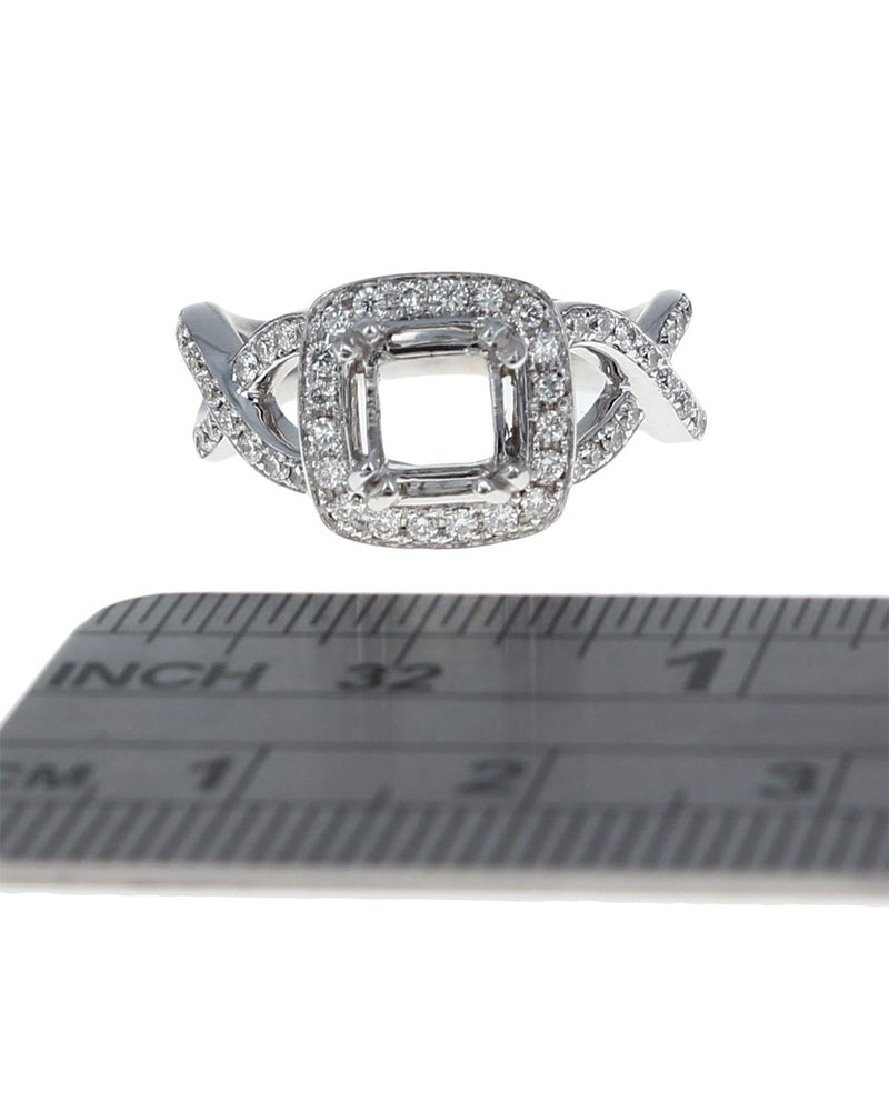 Diamond Pave Square Halo Semi Mount