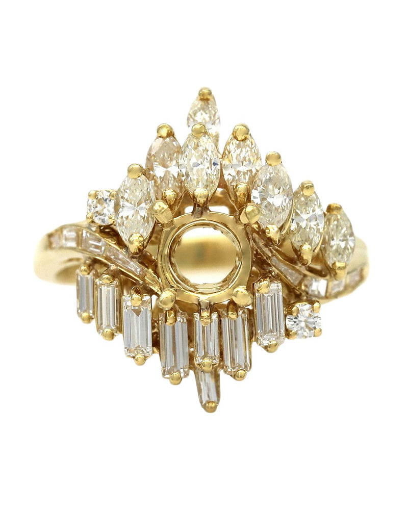 Marquise, Round and Baguette Diamond Semi Mounting