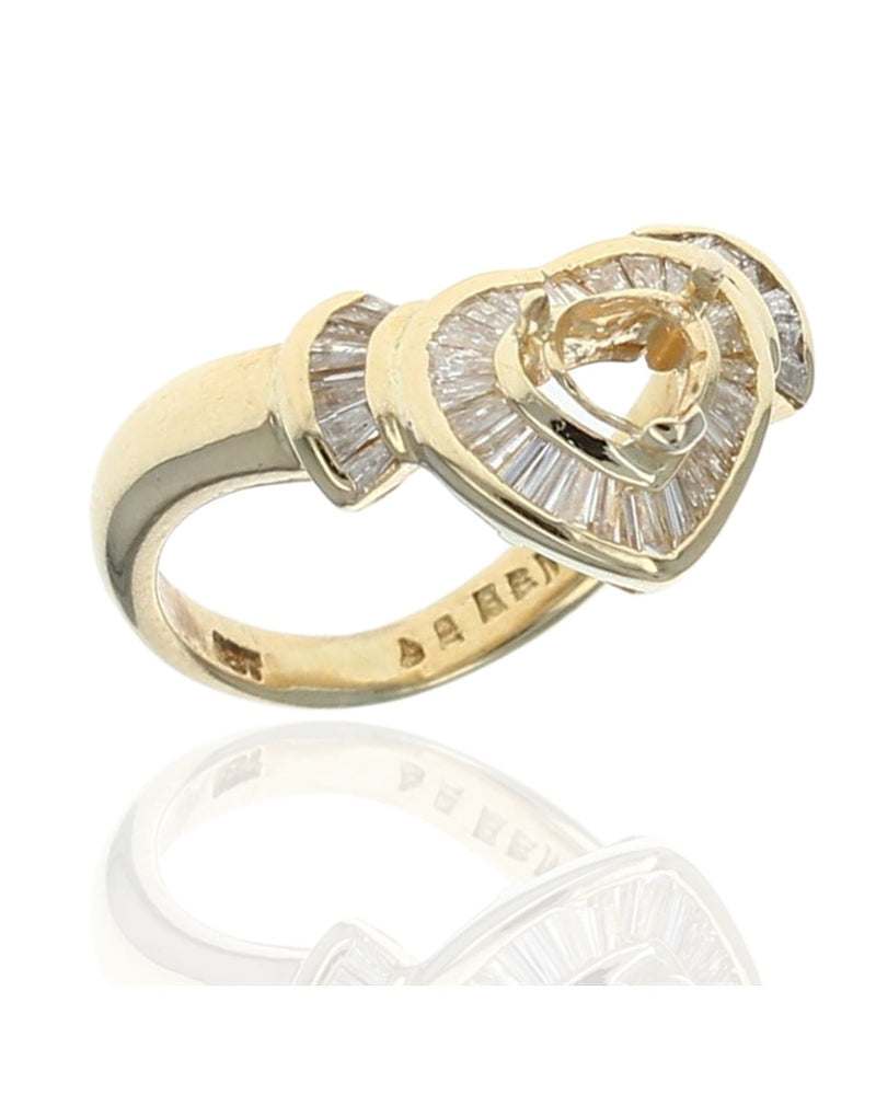 Baguette Diamond Heart Shape Semi Mounting