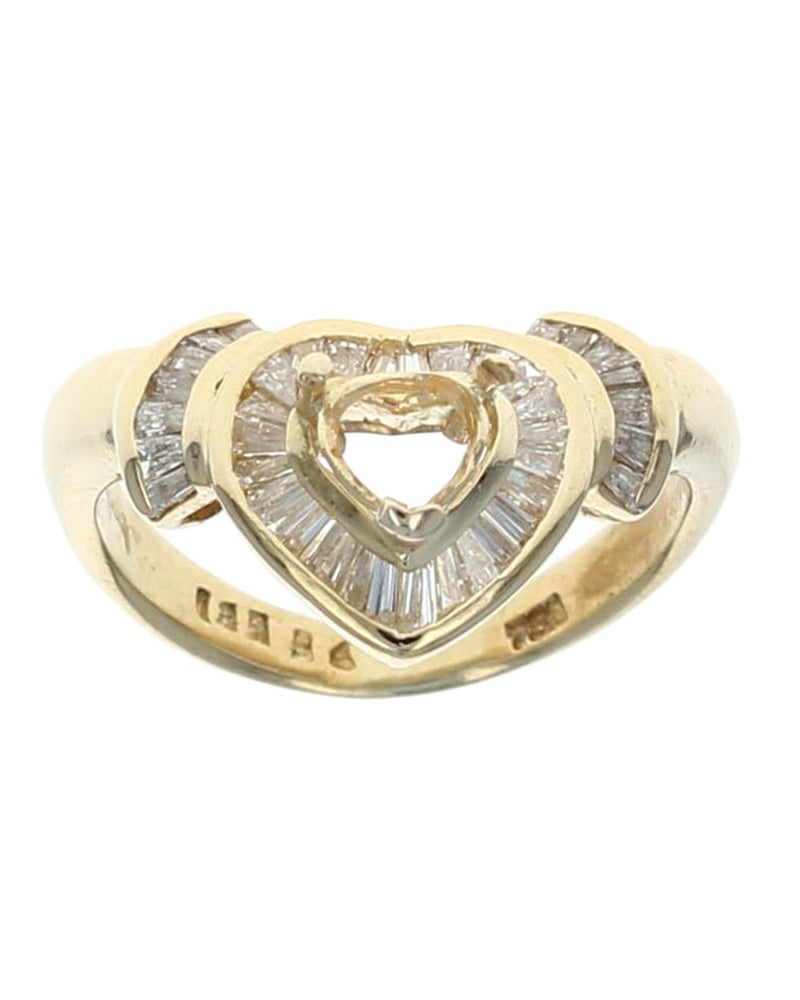 Baguette Diamond Heart Shape Semi Mounting