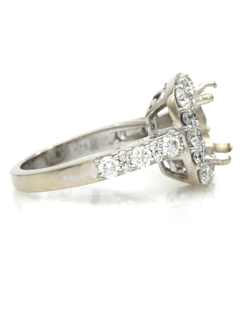 Round Diamond Square Halo Semi Mount Ring