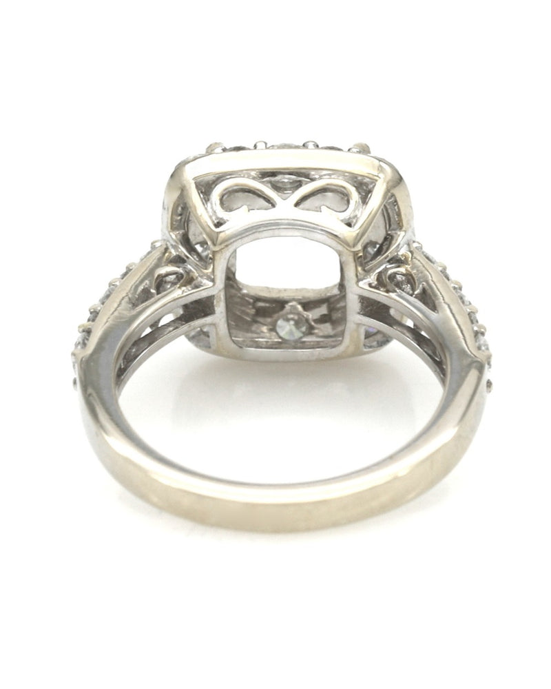 Round Diamond Square Halo Semi Mount Ring