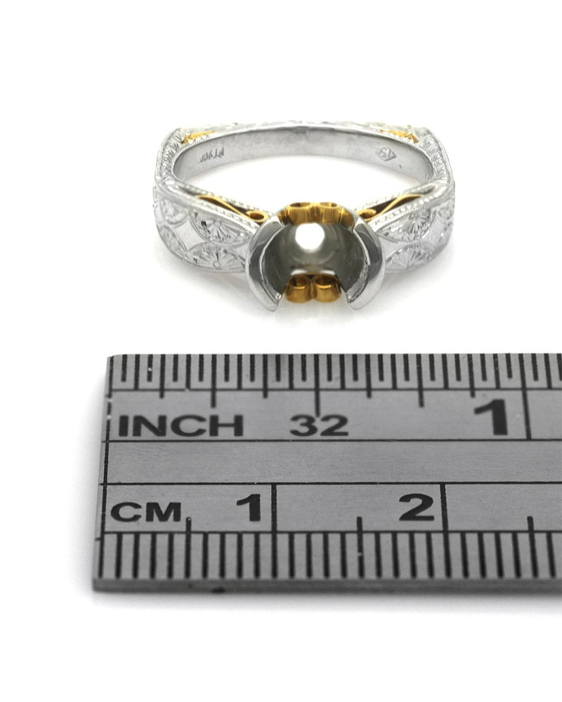 Etched Milgrain Semi Mounting in Platinum and Yellow Gold