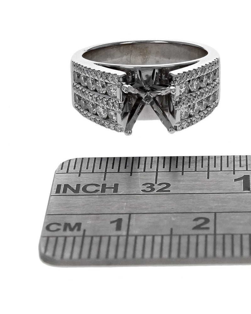 Five Row Diamond Semi Mount in White Gold