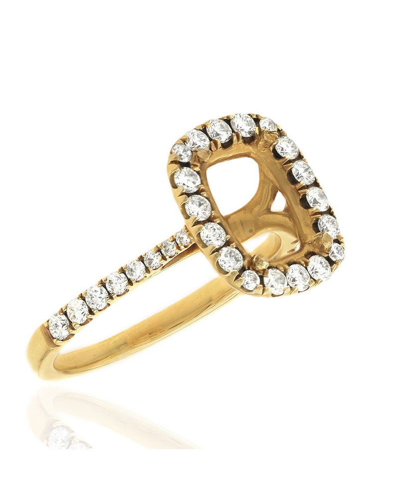 Diamond Rectangular Halo Semi Mount in Yellow Gold