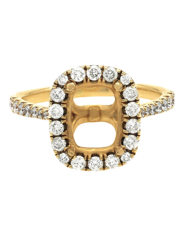 Diamond Rectangular Halo Semi Mount in Yellow Gold