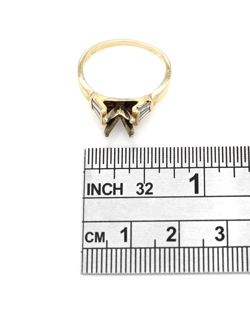 Baguette Diamond Semi Mount Ring in Gold