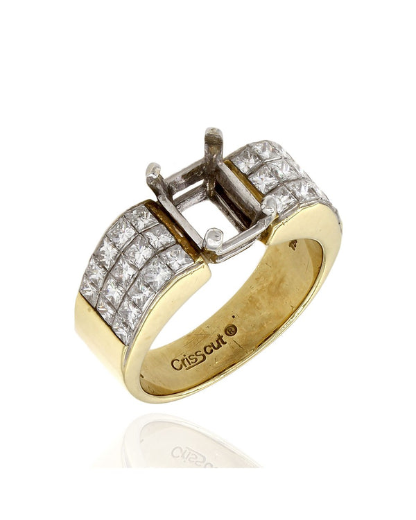 Christopher Designs Invisible Princess Diamond Ring Mounting in Gold