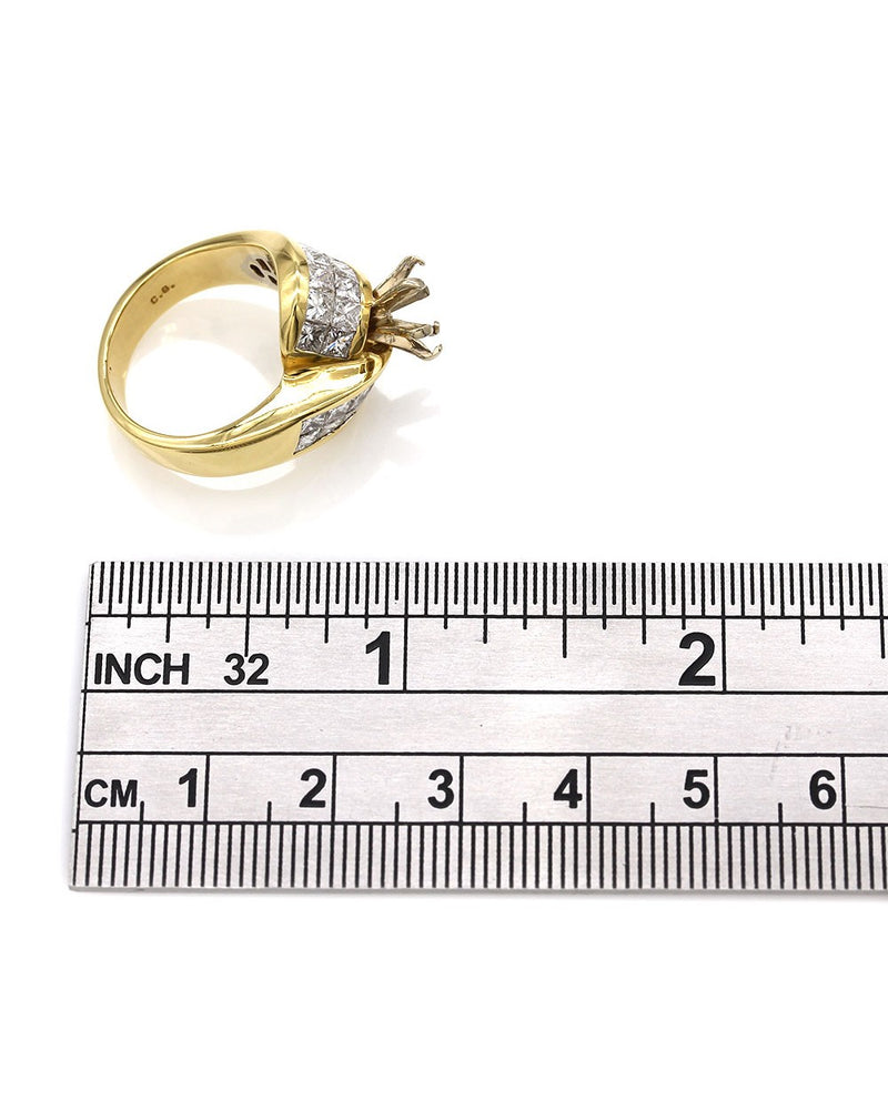 Invisible Princess Diamond Ring Mounting in Gold