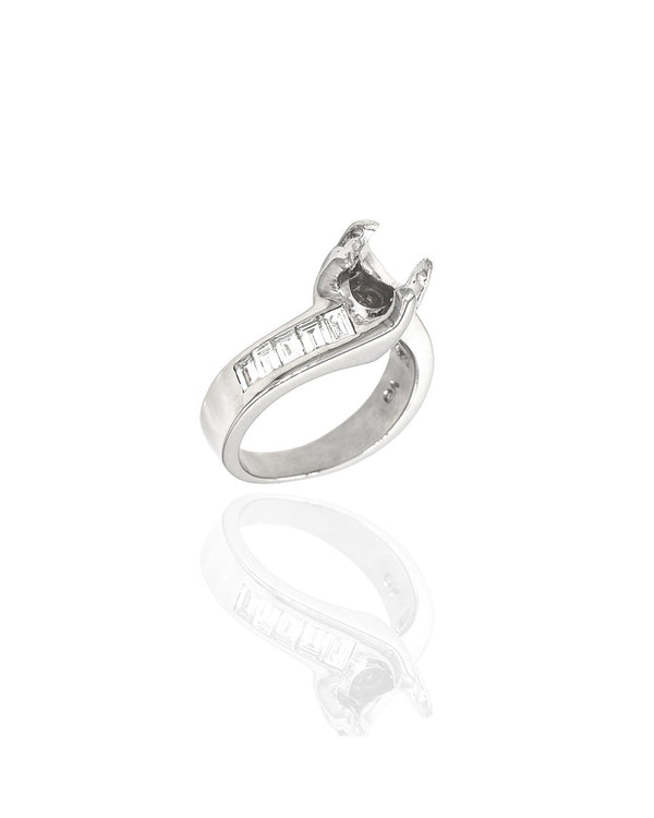 Baguette Diamond Ring Mounting in Platinum