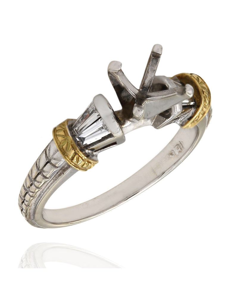 Baguette Diamond Mounting in Two-Tone Gold