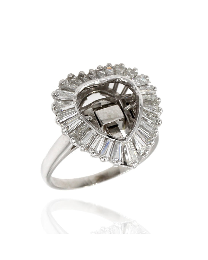 Baguette Diamond Heart Platinum Ring