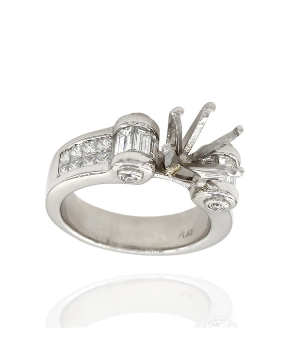 Baguette and Princess Diamond Ring Mounting in Platinum