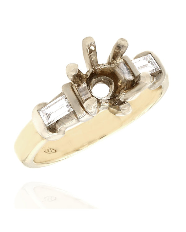 Baguette Three Stone Diamond Mounting in Gold