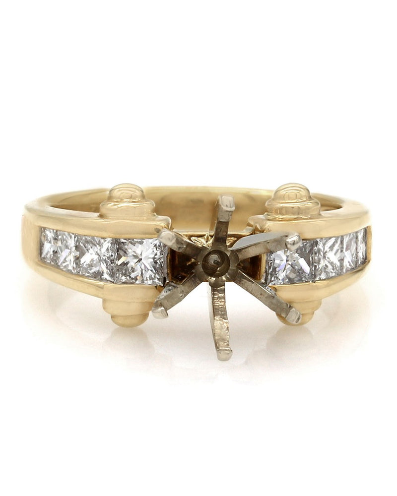 Princess Cut Channel Set Diamond Mounting in Gold