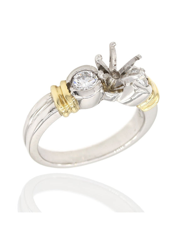 Diamond Engagement Ring Mounting in Platinum and Gold