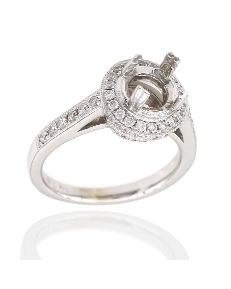 Pave Diamond Engagement Ring Mounting in Gold