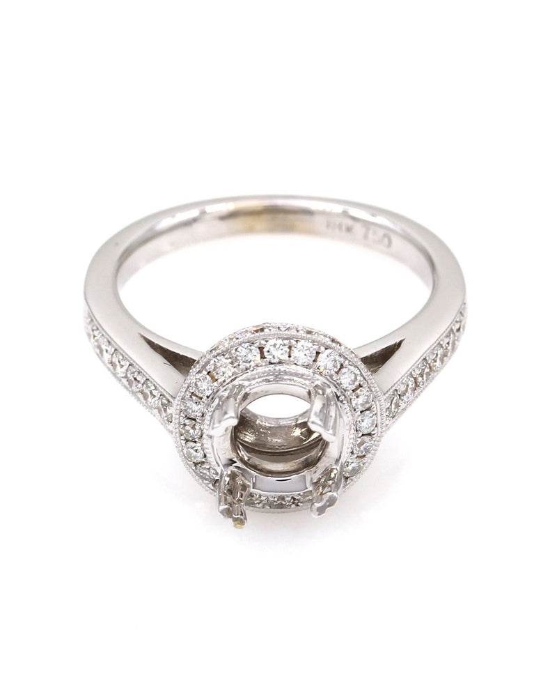 Pave Diamond Engagement Ring Mounting in Gold