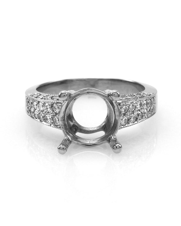 Pave Diamond Bridal Engagement Ring Mounting in Gold