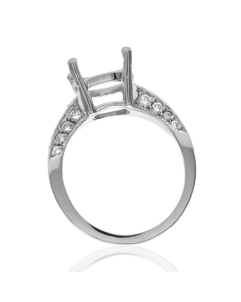 Pave Diamond Bridal Engagement Ring Mounting in Gold