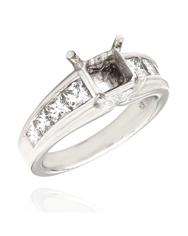 Princess Diamond Bridal Engagement Ring Mounting in Platinum