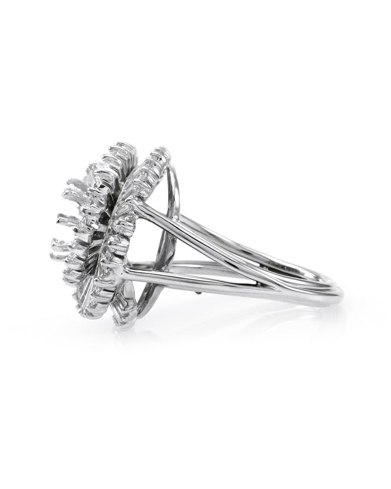 Baguette Diamond Spiral Engagement Ring Mounting in Platinum