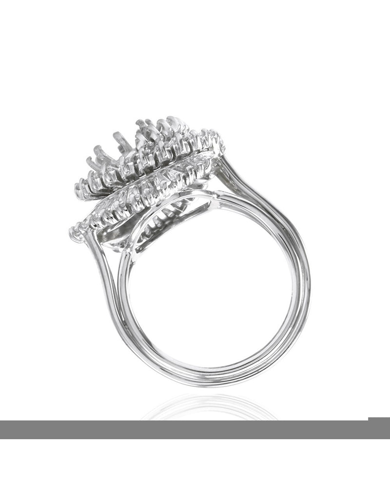 Baguette Diamond Spiral Engagement Ring Mounting in Platinum