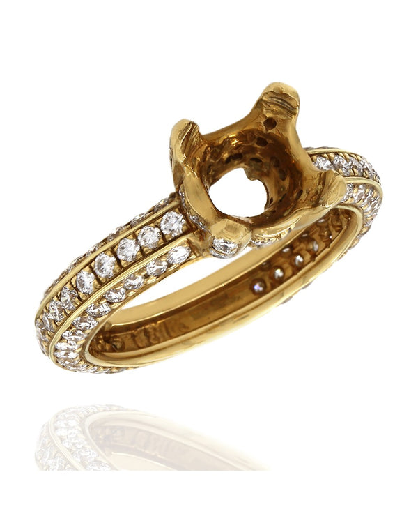 Pave Diamond Bridal Engagement Ring Mounting in Gold