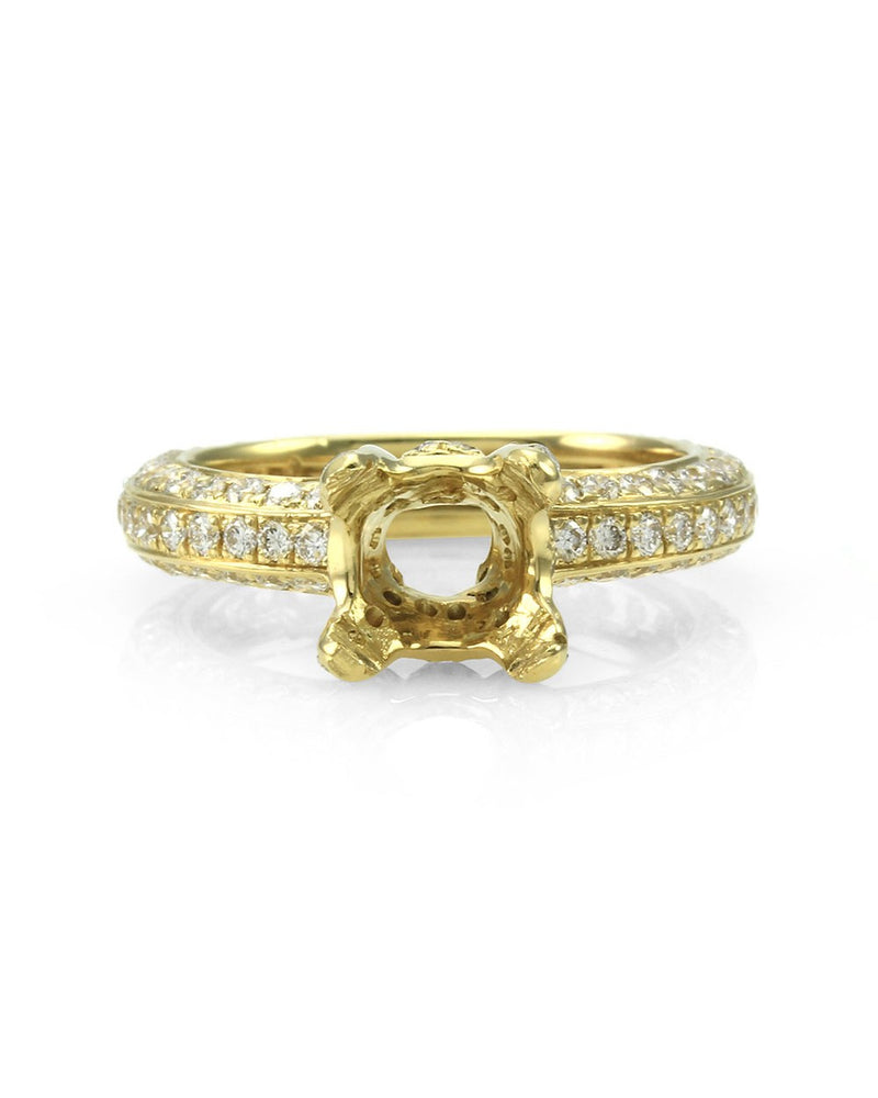 Pave Diamond Bridal Engagement Ring Mounting in Gold