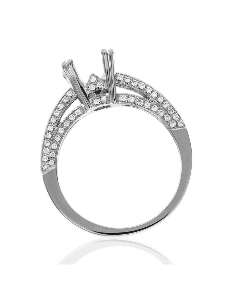 Micro-pave Diamond Engagement Ring Mounting in Gold