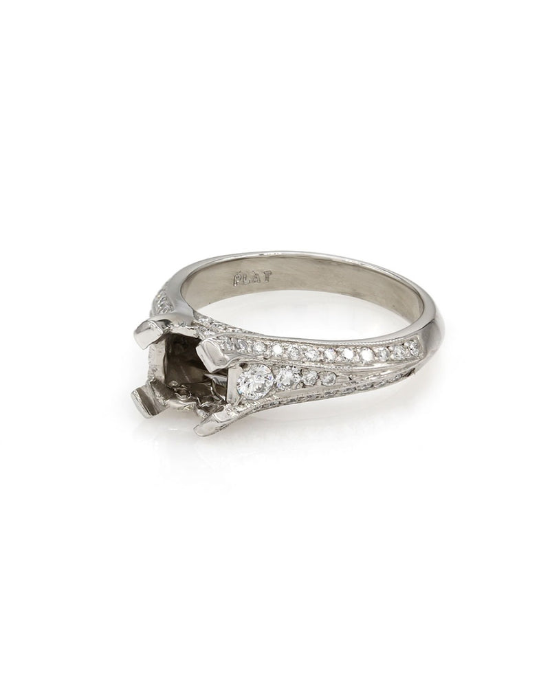 Pave Diamond Ring Mounting in Platinum