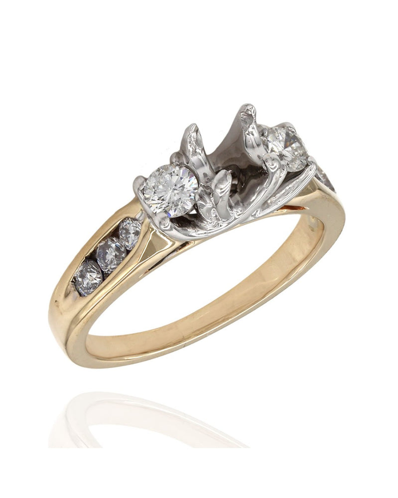 Three Stone Diamond Mounting in Gold