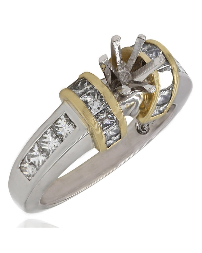 Channel Set Diamond Mounting in Two-Tone Gold