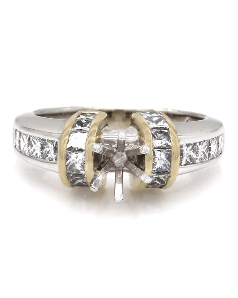 Channel Set Diamond Mounting in Two-Tone Gold