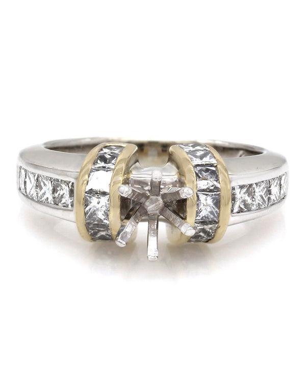 Channel Set Diamond Mounting in Two-Tone Gold