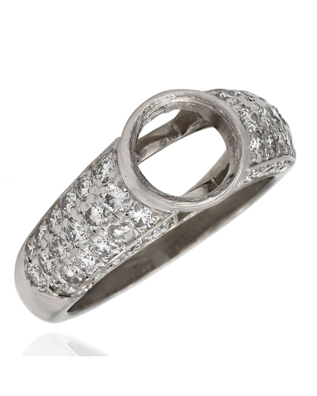 Three Sided Pave Diamond Mounting in Platinum – E.D. Marshall Jewelers™
