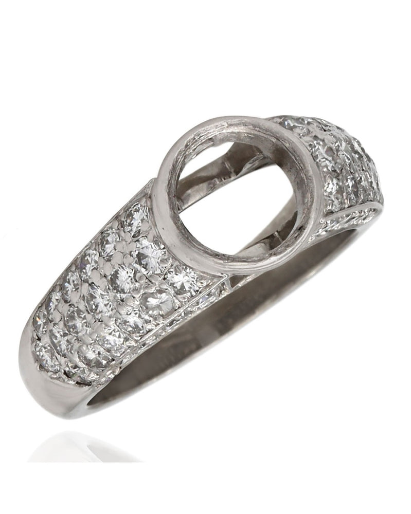 Three Sided Pave Diamond Mounting in Platinum