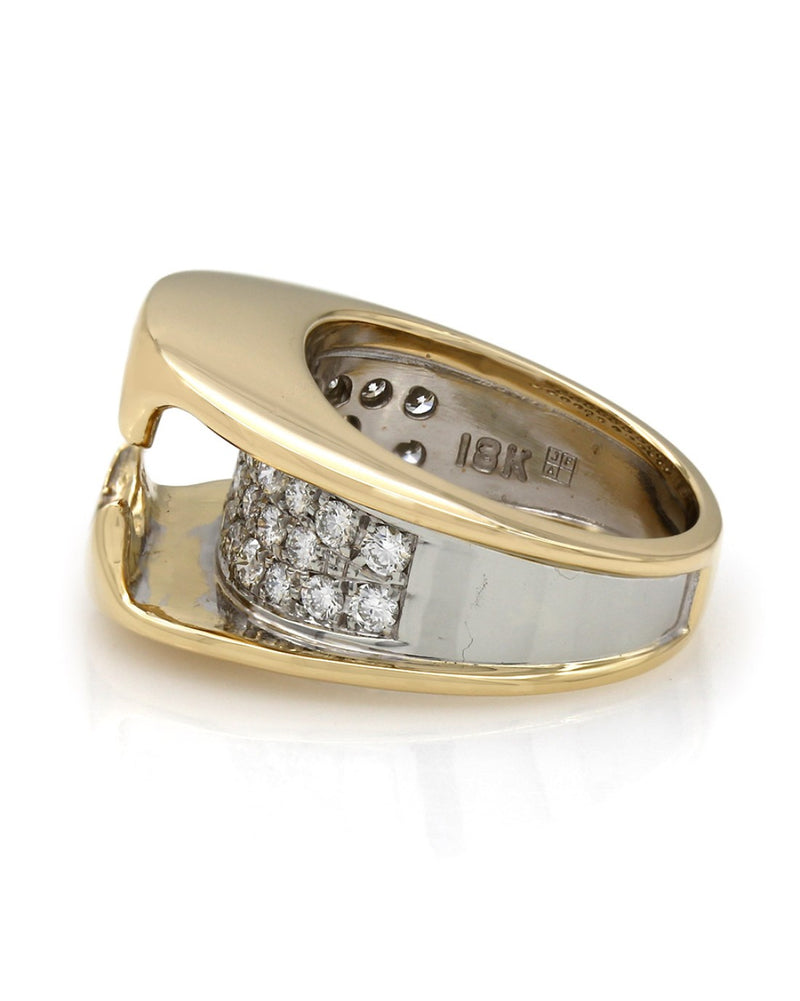 Modern Style 3 Row Round Diamond Pave Mounting in Two-Tone 18k