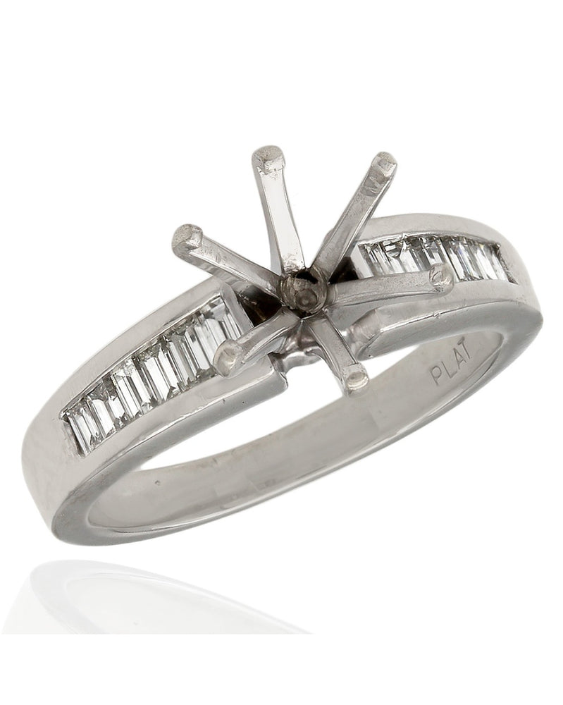 Single Row, Channel Set, Baguette Diamond Mounting in Platinum