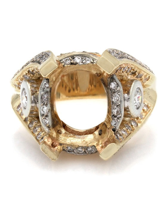 Three Sided, Split Band, Diamond Mounting in 14k Yellow Gold