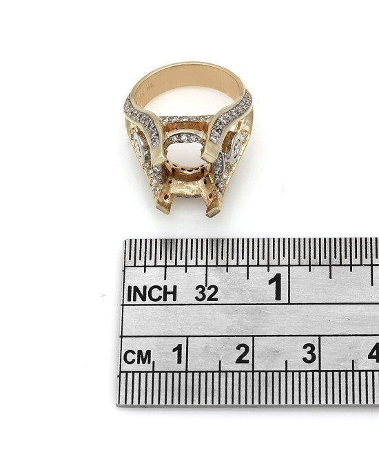 Three Sided, Split Band, Diamond Mounting in 14k Yellow Gold