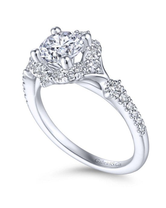 Gabriel & Co Round Halo Diamond Mounting in 14k White Gold