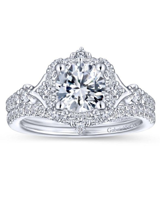 Gabriel & Co Round Halo Diamond Mounting in 14k White Gold