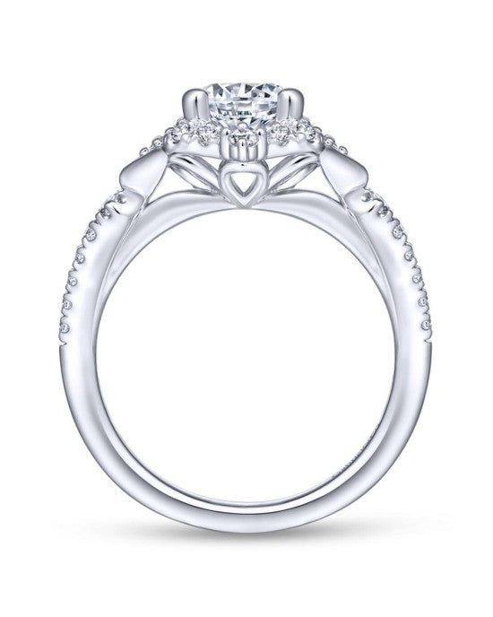 Gabriel & Co Round Halo Diamond Mounting in 14k White Gold