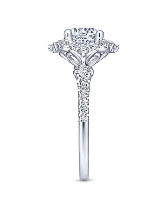 Gabriel & Co Round Halo Diamond Mounting in 14k White Gold