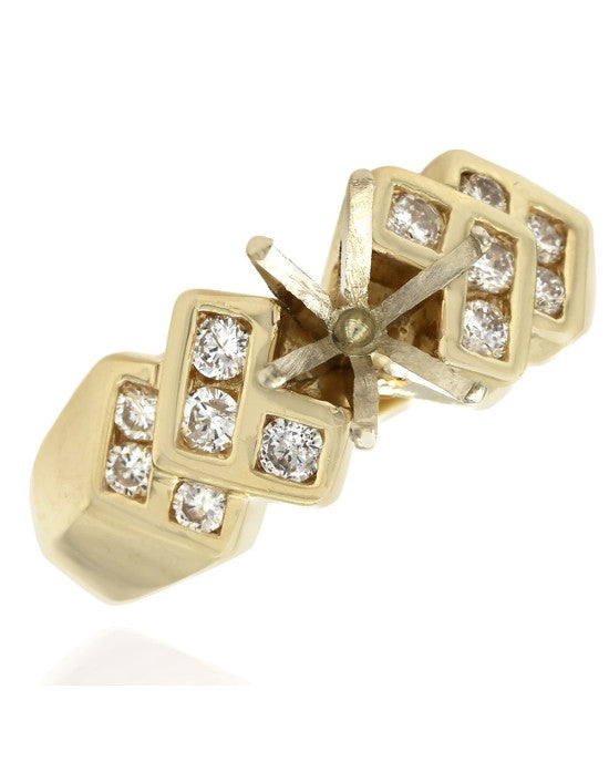 Diamond Arrow Motif Semi Mount Ring