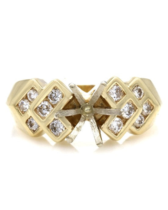 Diamond Arrow Motif Semi Mount Ring