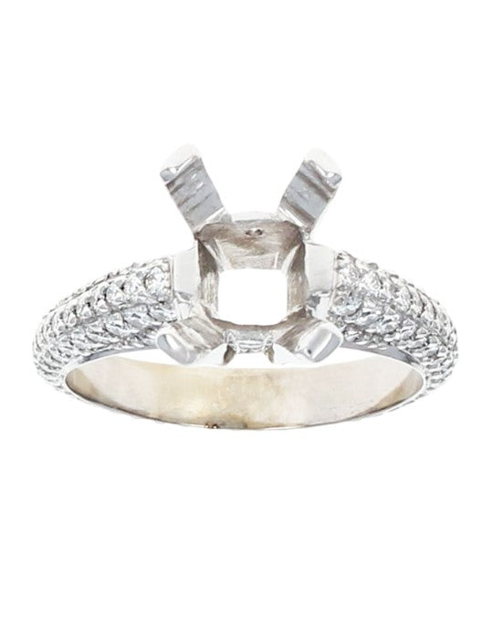 3 Sided Diamond Pave Semi Mount Ring