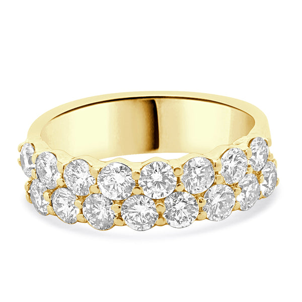 14 Karat Yellow Gold 2 Row Diamond Band