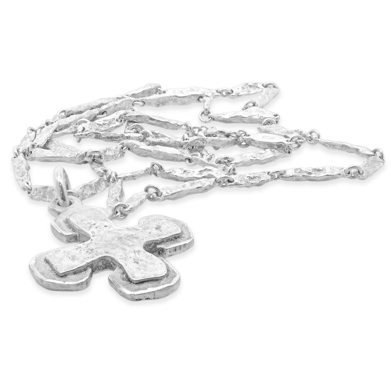 Lee Brevard Sterling Silver Large Palm Cross Necklace